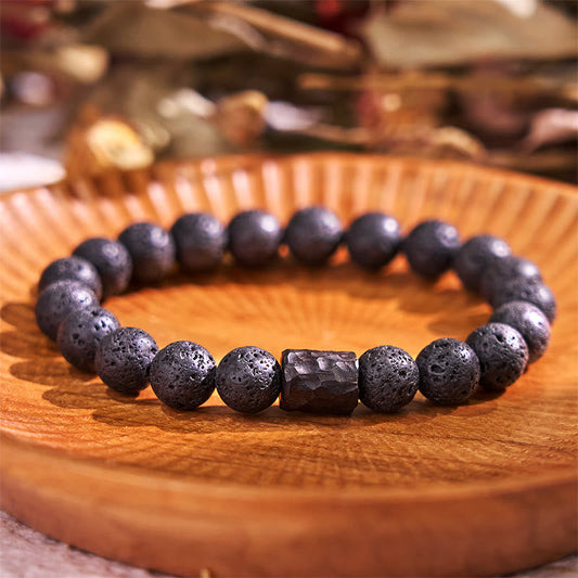 Wear FengShui Lava Rock Ebony Wood Tiger Eye Healing Bracelet