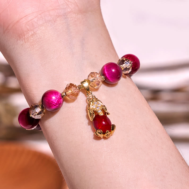 Wear FengShui Red Tiger Eye PiXiu Fox Protection Self Confidence Bracelet