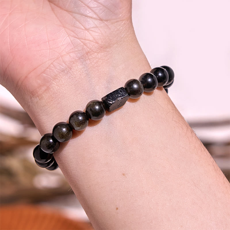 Wear FengShui Gold Sheen Obsidian Black Tourmaline Wealth Bracelet