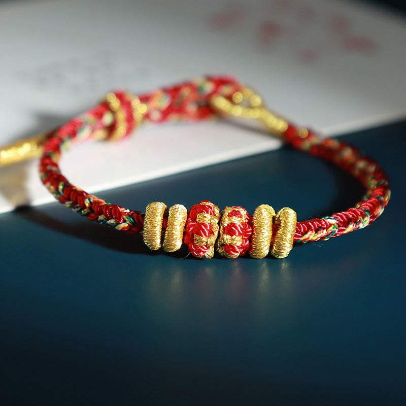 Wear FengShui Chinese Zodiac Natal Buddha Colorful Strings Luck Bracelet