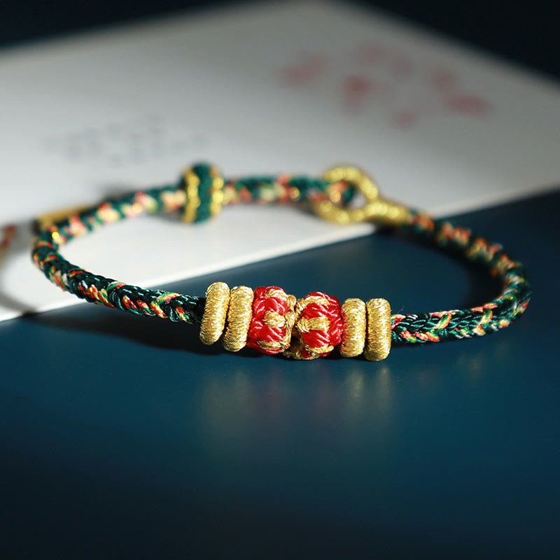 Wear FengShui Chinese Zodiac Natal Buddha Colorful Strings Luck Bracelet