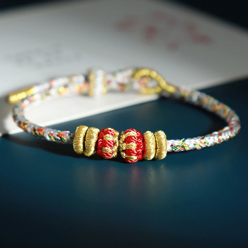 Wear FengShui Chinese Zodiac Natal Buddha Colorful Strings Luck Bracelet