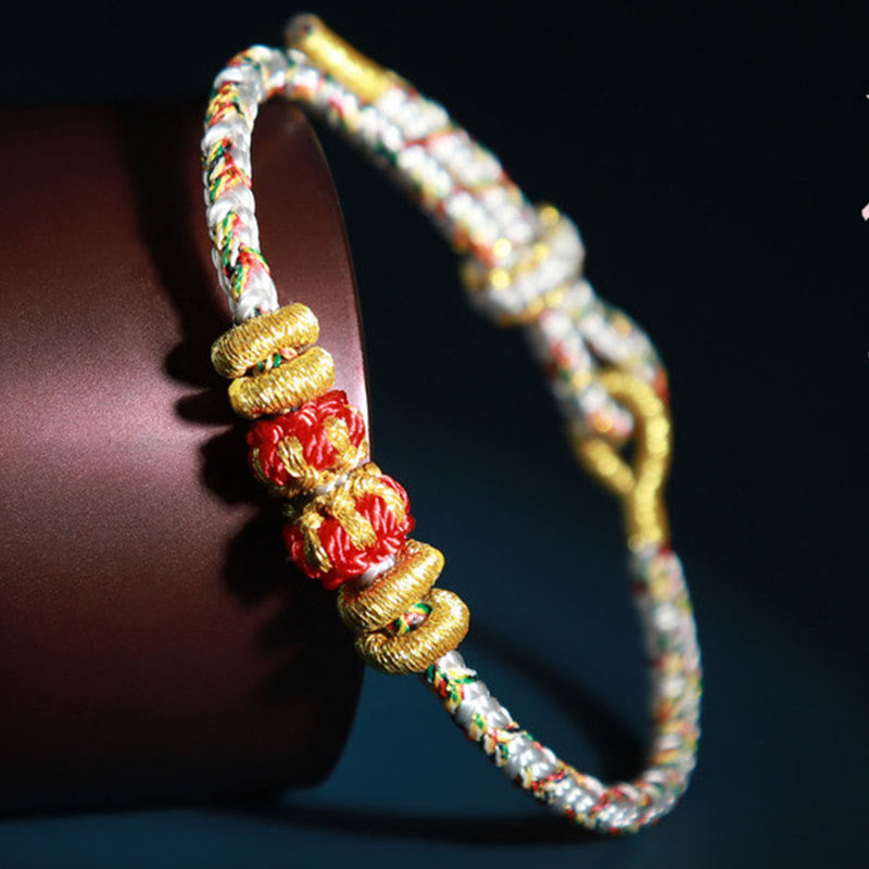 Wear FengShui Chinese Zodiac Natal Buddha Colorful Strings Luck Bracelet