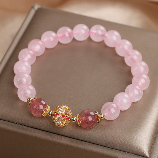Wear FengShui Pink Crystal Strawberry Quartz Love Bracelet