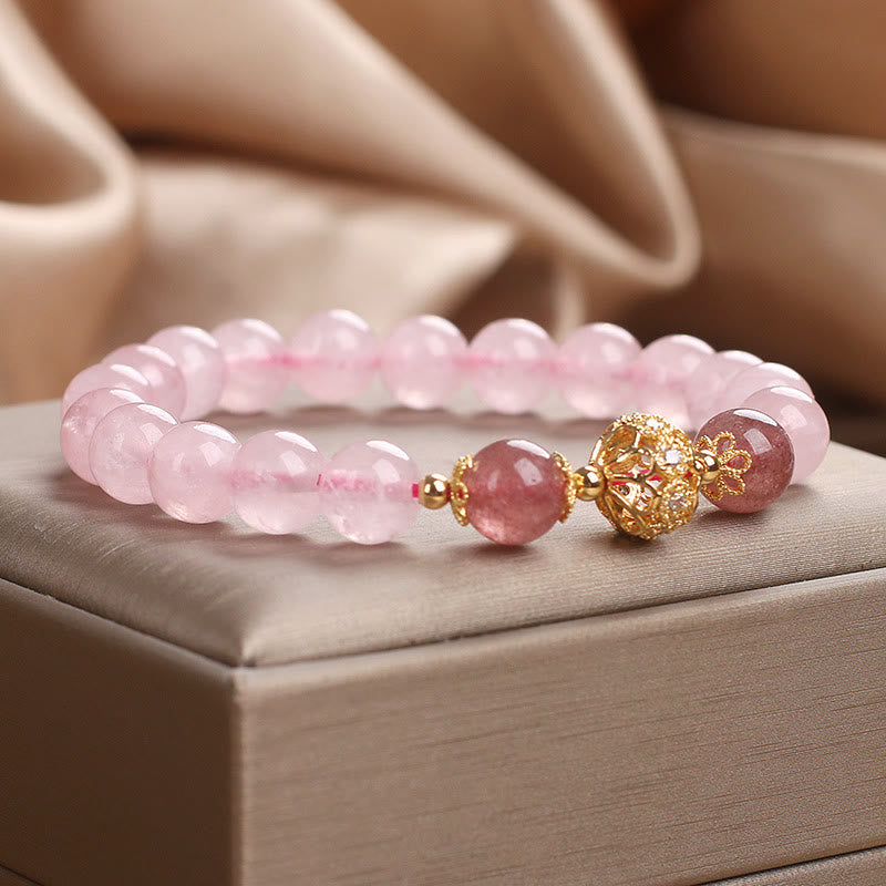 Wear FengShui Pink Crystal Strawberry Quartz Love Bracelet