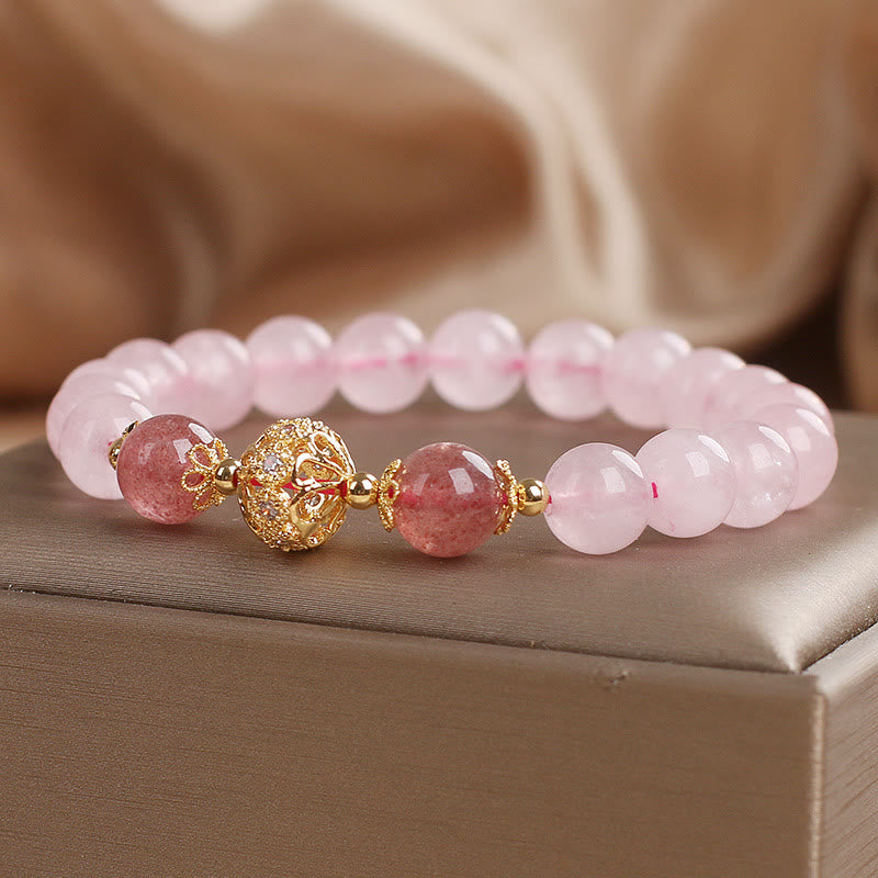 Wear FengShui Pink Crystal Strawberry Quartz Love Bracelet