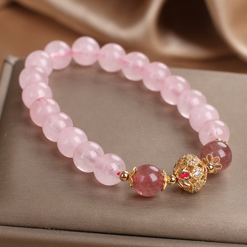 Wear FengShui Pink Crystal Strawberry Quartz Love Bracelet