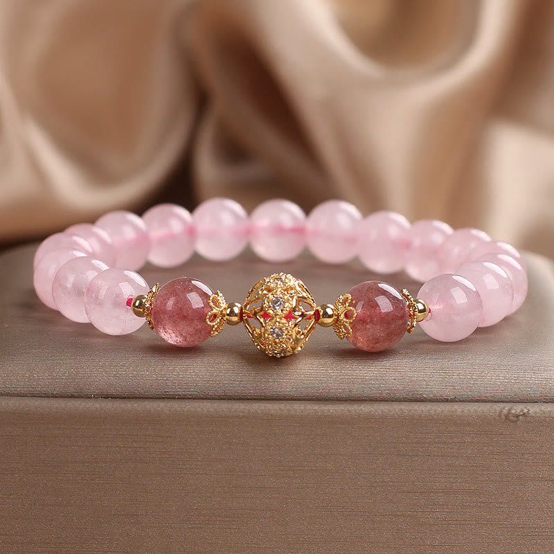 Wear FengShui Pink Crystal Strawberry Quartz Love Bracelet