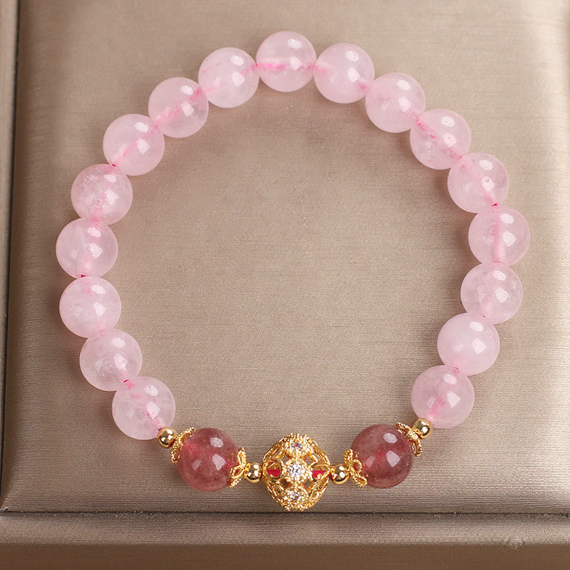 Wear FengShui Pink Crystal Strawberry Quartz Love Bracelet