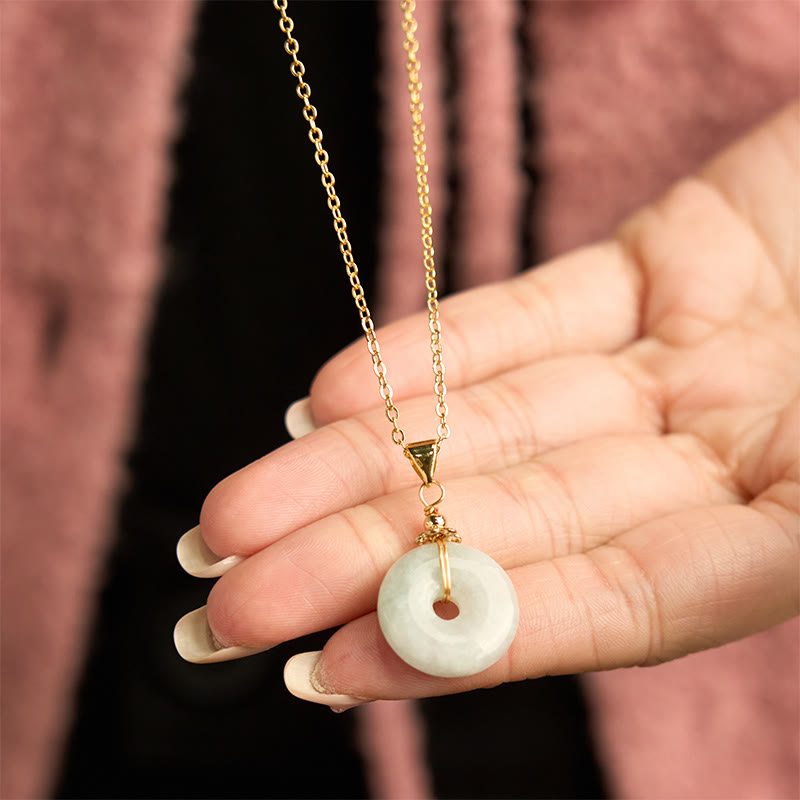 Wear FengShui Jade Peace Buckle Necklace Luck Pendant