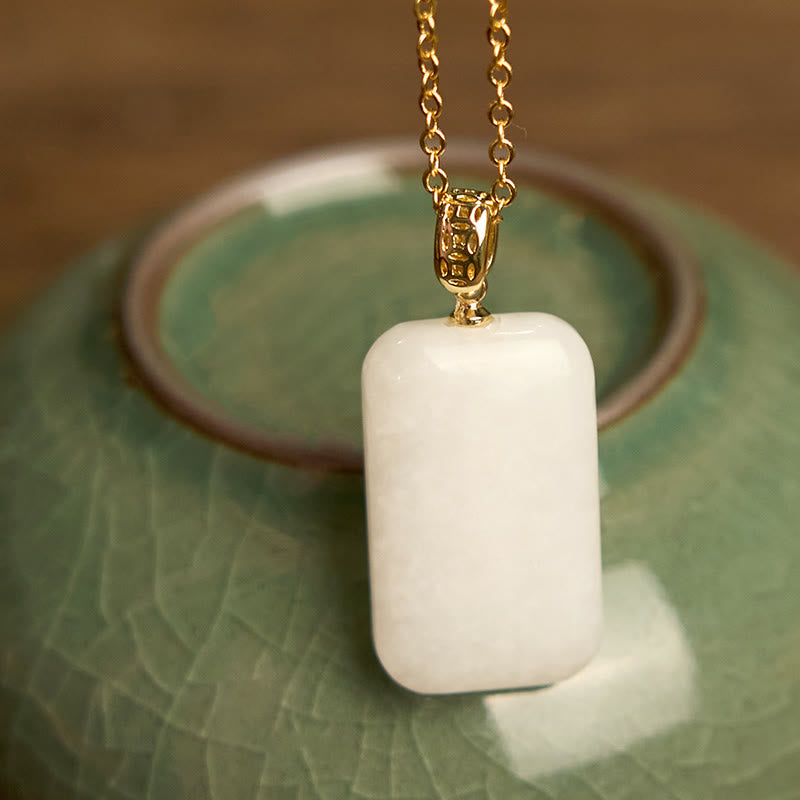 Wear FengShui Hetian Jade Silver Prosperity Necklace Pendant