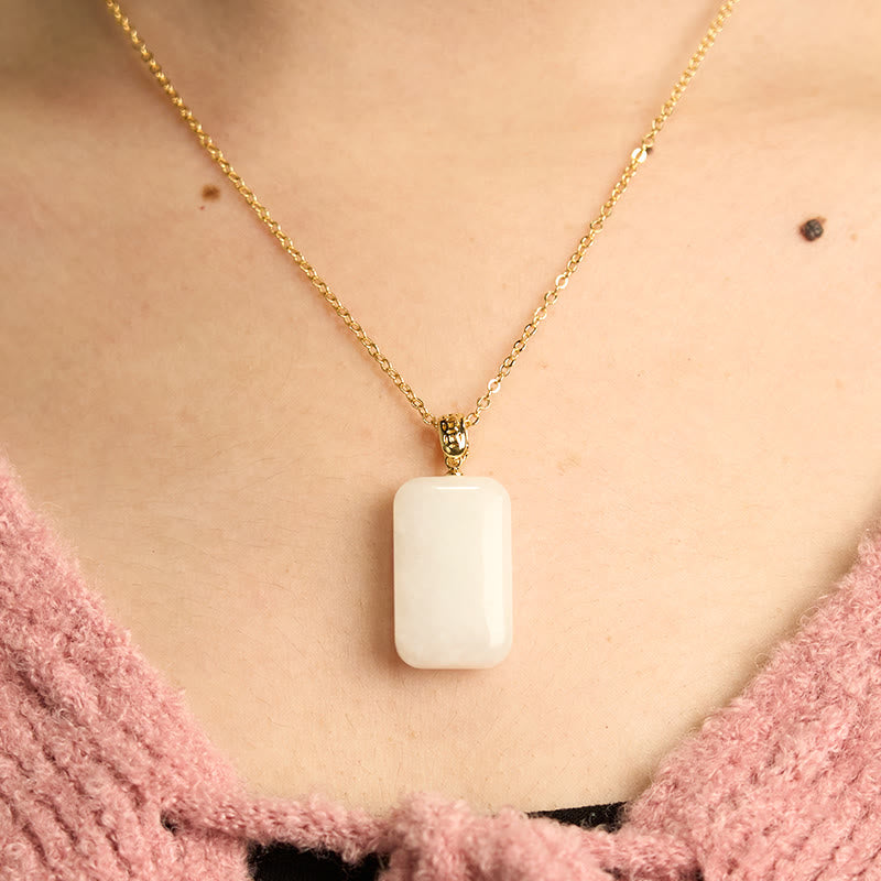Wear FengShui Hetian Jade Silver Prosperity Necklace Pendant