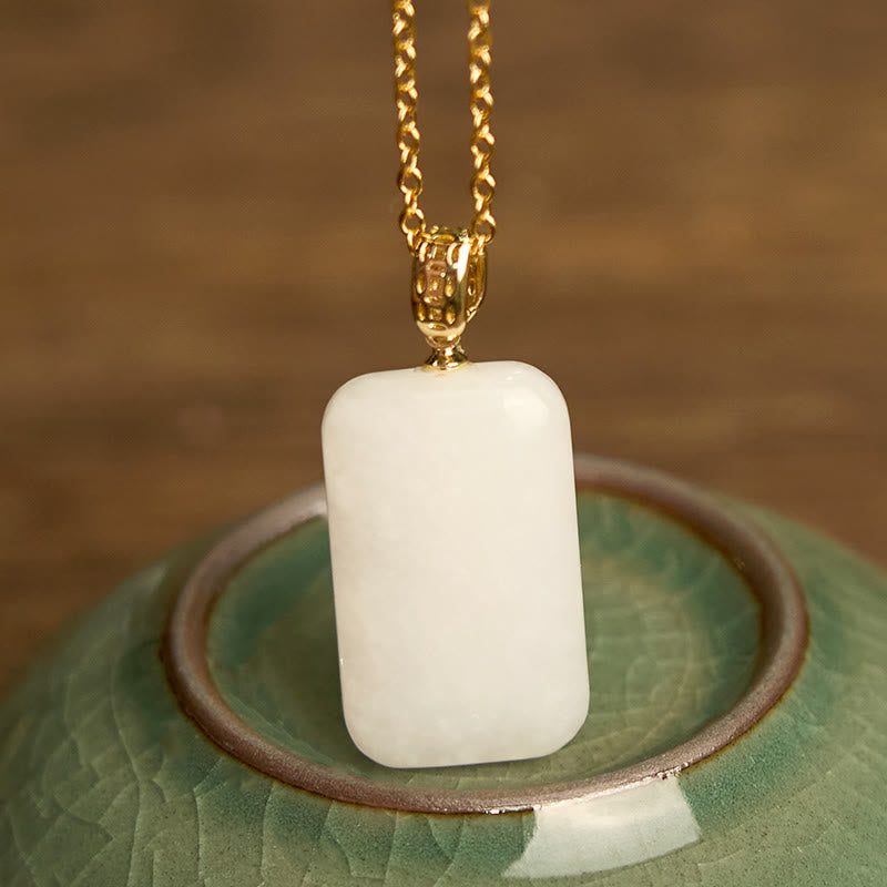 Wear FengShui Hetian Jade Silver Prosperity Necklace Pendant