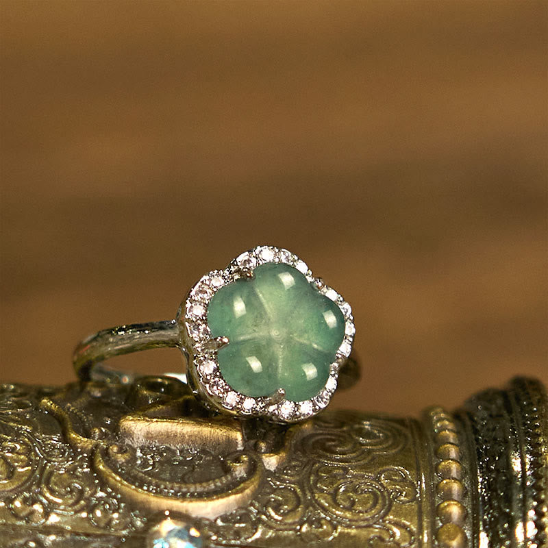 Wear FengShui Jade Alloy Flower Ring