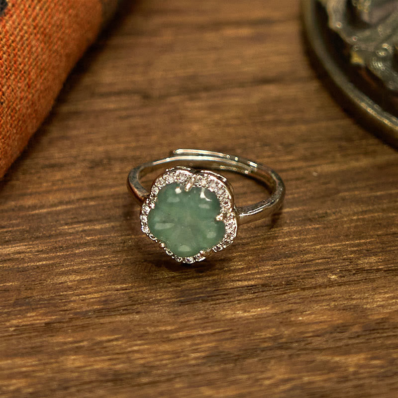 Wear FengShui Jade Alloy Flower Ring