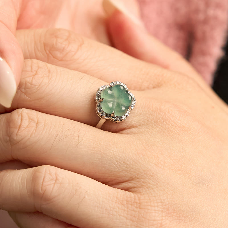 Wear FengShui Jade Alloy Flower Ring