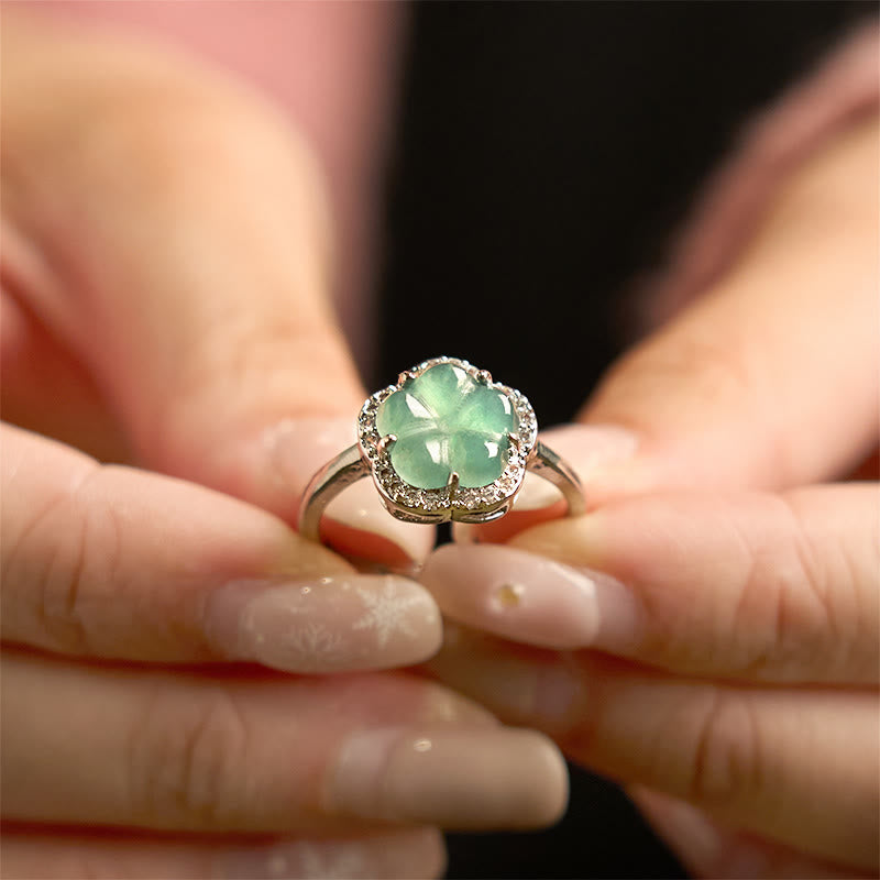 Wear FengShui Jade Alloy Flower Ring