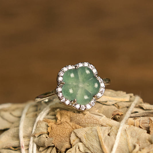 Wear FengShui Jade Alloy Flower Ring