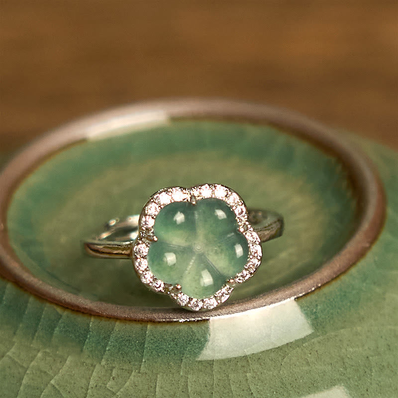 Wear FengShui Jade Alloy Flower Ring