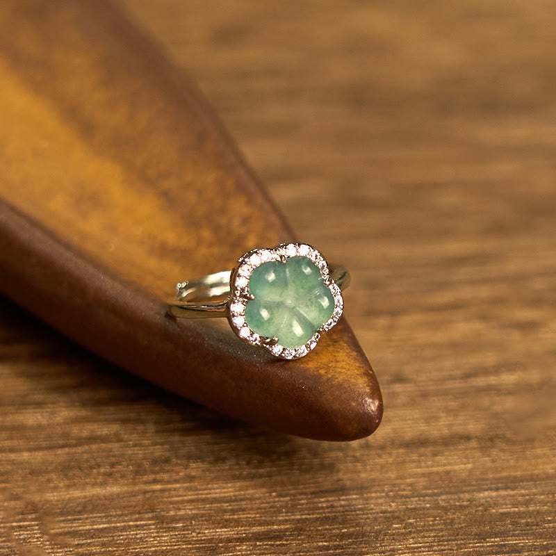 Wear FengShui Jade Alloy Flower Ring
