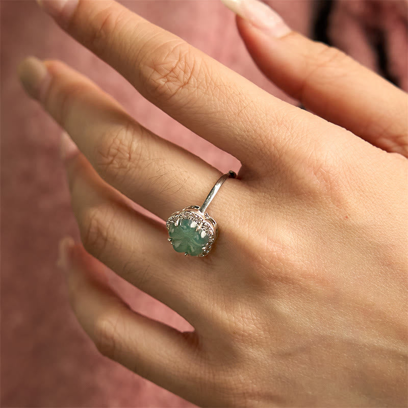 Wear FengShui Jade Alloy Flower Ring