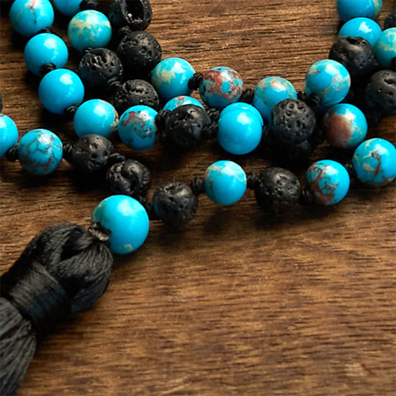 Wear FengShui Emperor Stone Lava Rock Beads Tassel Happiness Necklaces Pendants