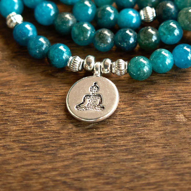 Wear FengShui 108 Mala Beads Apatite Bead Om The Tree Of Life Lotus Buddha Bracelet