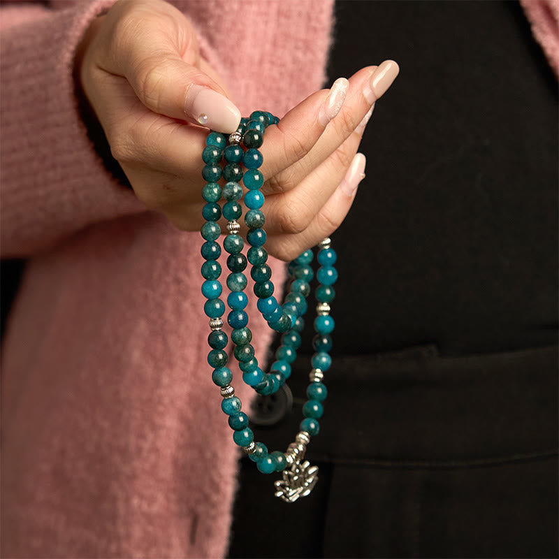 Wear FengShui 108 Mala Beads Apatite Bead Om The Tree Of Life Lotus Buddha Bracelet