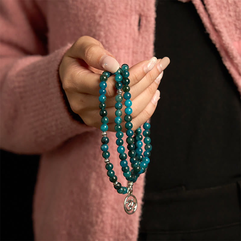 Wear FengShui 108 Mala Beads Apatite Bead Om The Tree Of Life Lotus Buddha Bracelet