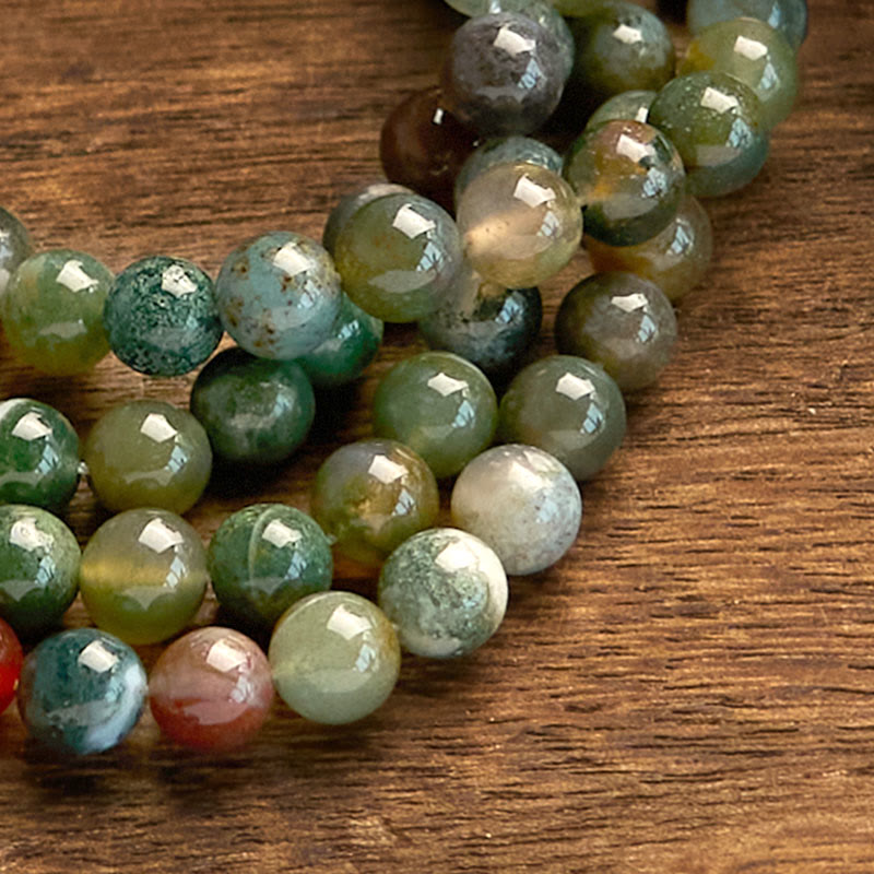 Wear FengShui 108 Mala Beads Natural Stone Indian Agate Lotus Calm Bracelet