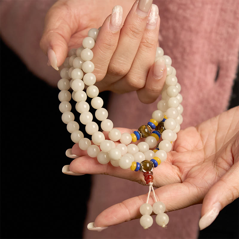 Wear FengShui 108 Mala Beads Natural Quartzite Wealth Luck Bracelet