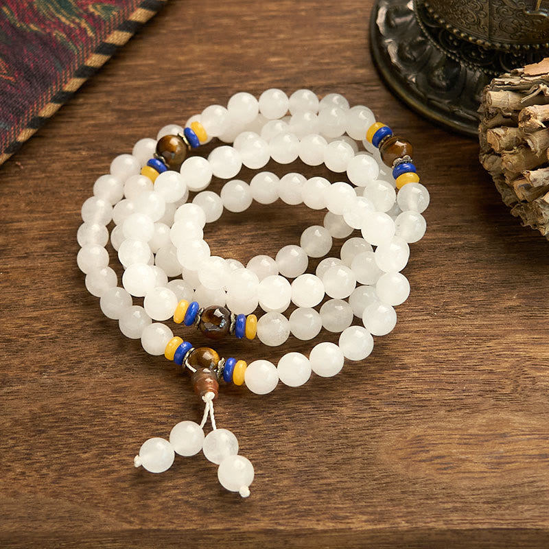 Wear FengShui 108 Mala Beads Natural Quartzite Wealth Luck Bracelet