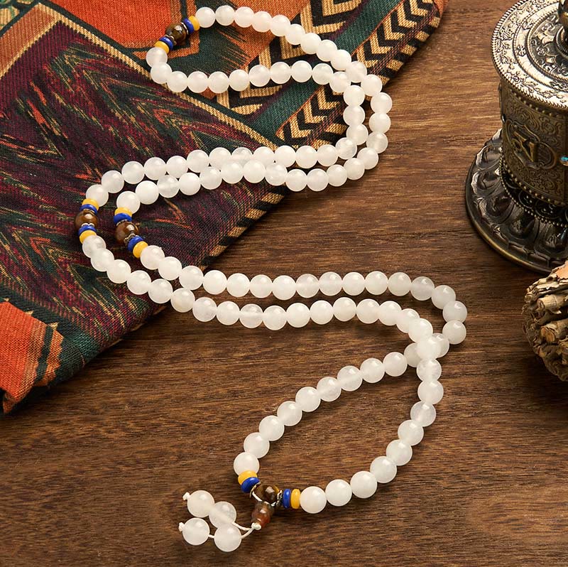 Wear FengShui 108 Mala Beads Natural Quartzite Wealth Luck Bracelet