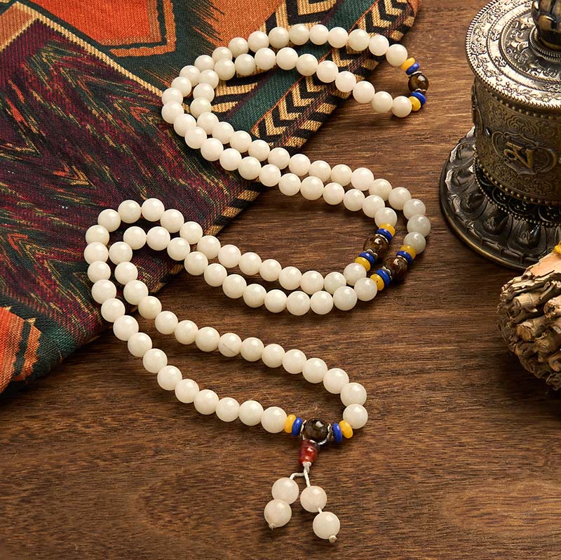 Wear FengShui 108 Mala Beads Natural Quartzite Wealth Luck Bracelet
