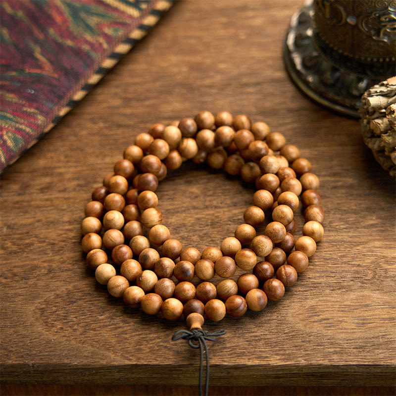 Wear FengShui 108 Mala Beads Lightning Strike Peach Wood Hand Polishing Protection Bracelet