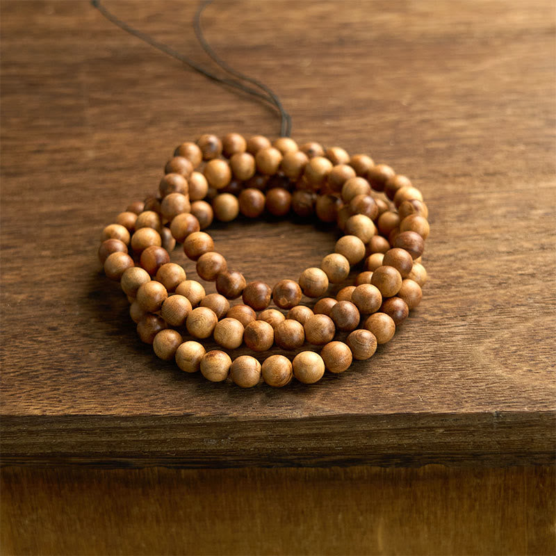 Wear FengShui 108 Mala Beads Lightning Strike Peach Wood Hand Polishing Protection Bracelet