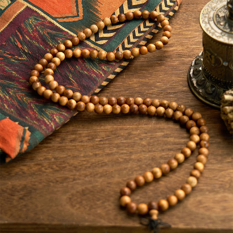 Wear FengShui 108 Mala Beads Lightning Strike Peach Wood Hand Polishing Protection Bracelet