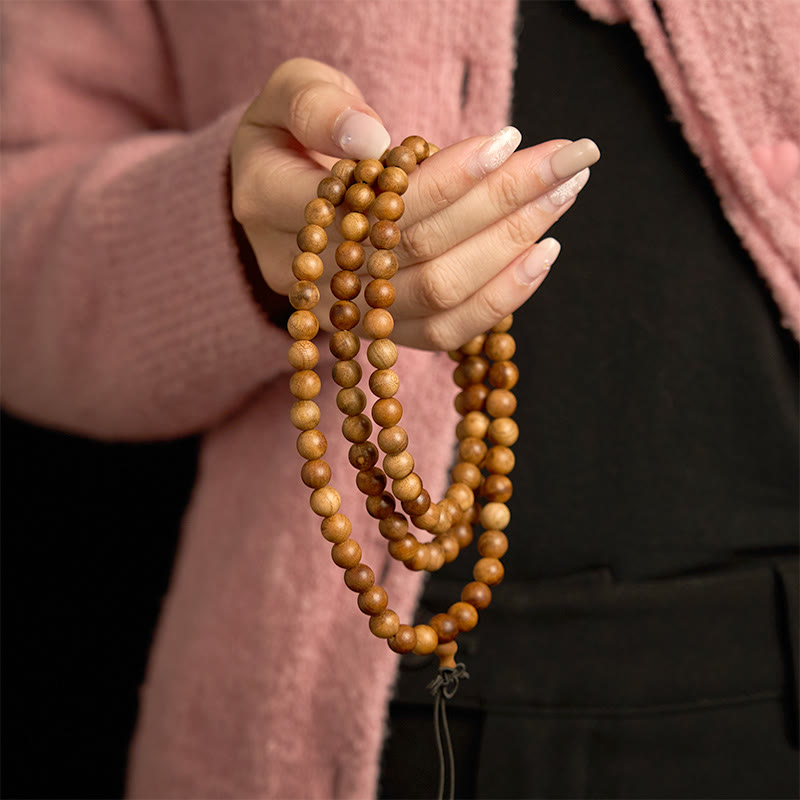 Wear FengShui 108 Mala Beads Lightning Strike Peach Wood Hand Polishing Protection Bracelet
