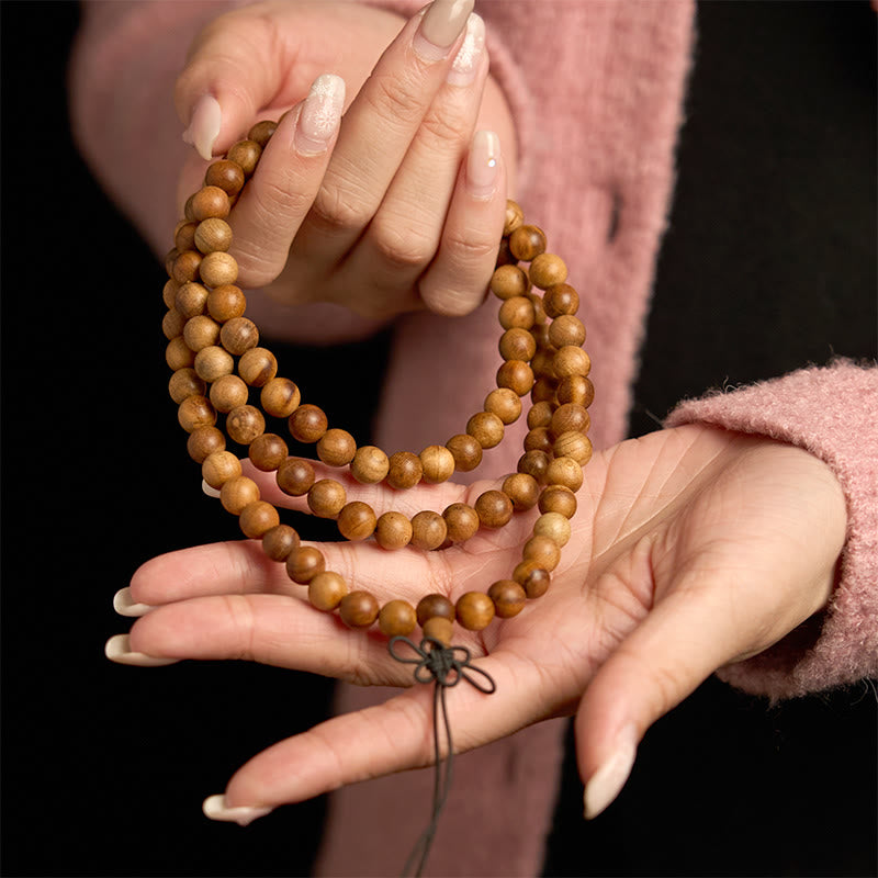 Wear FengShui 108 Mala Beads Lightning Strike Peach Wood Hand Polishing Protection Bracelet