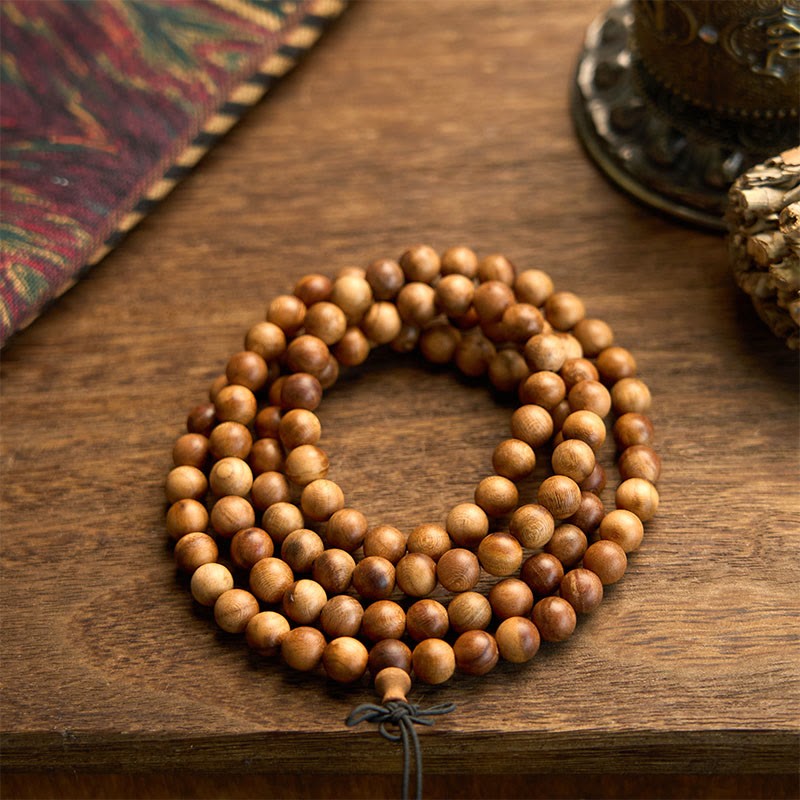 Wear FengShui 108 Mala Beads Lightning Strike Peach Wood Hand Polishing Protection Bracelet