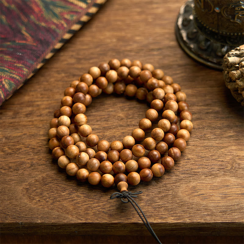 Wear FengShui 108 Mala Beads Lightning Strike Peach Wood Hand Polishing Protection Bracelet