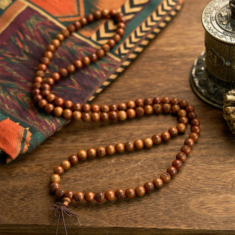 Wear FengShui 108 Mala Beads Lightning Struck Jujube Wood The Golden Light Mantra Protection Bracelet