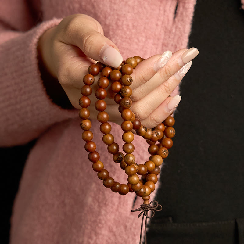 Wear FengShui 108 Mala Beads Lightning Struck Jujube Wood The Golden Light Mantra Protection Bracelet