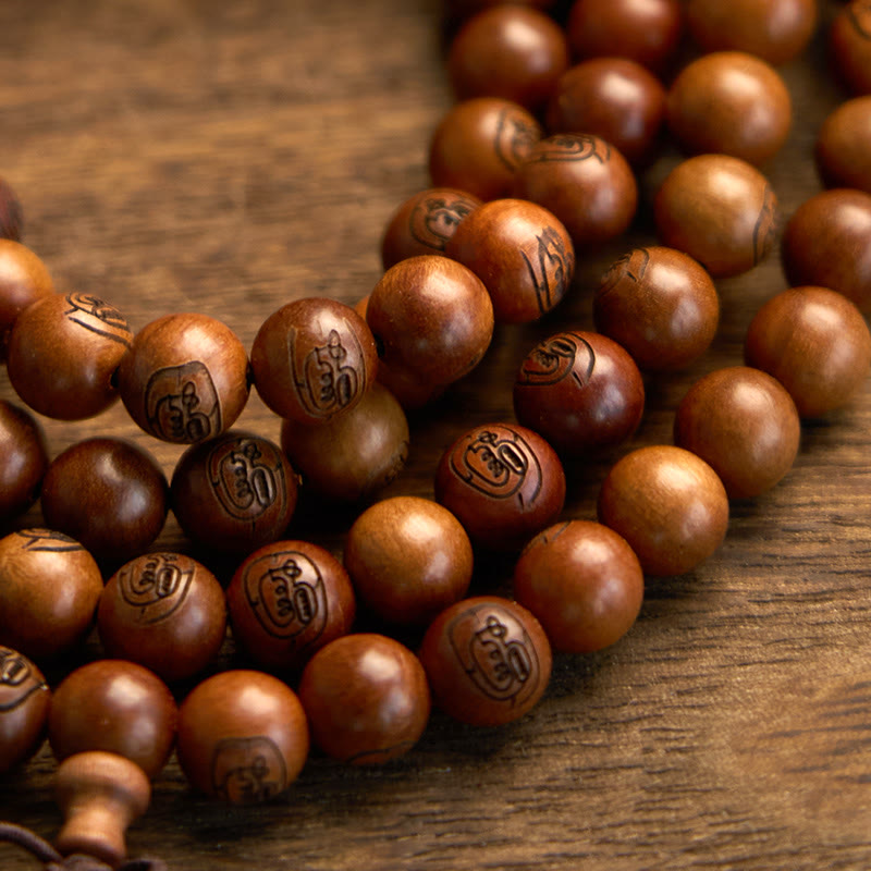 Wear FengShui 108 Mala Beads Lightning Struck Jujube Wood The Golden Light Mantra Protection Bracelet