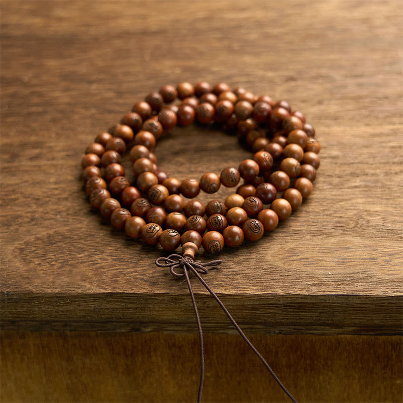 Wear FengShui 108 Mala Beads Lightning Struck Jujube Wood The Golden Light Mantra Protection Bracelet