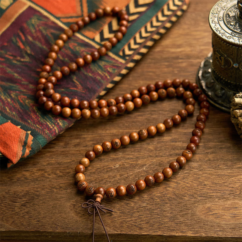 Wear FengShui 108 Mala Beads Lightning Struck Jujube Wood The Golden Light Mantra Protection Bracelet