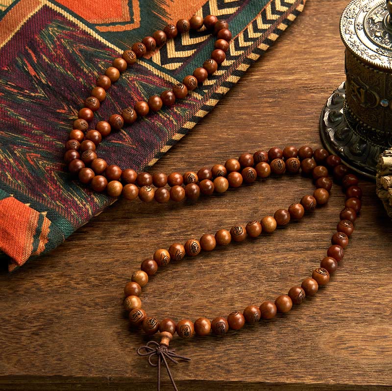 Wear FengShui 108 Mala Beads Lightning Struck Jujube Wood The Golden Light Mantra Protection Bracelet