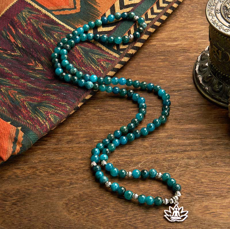 Wear FengShui 108 Mala Beads Apatite Bead Om The Tree Of Life Lotus Buddha Bracelet