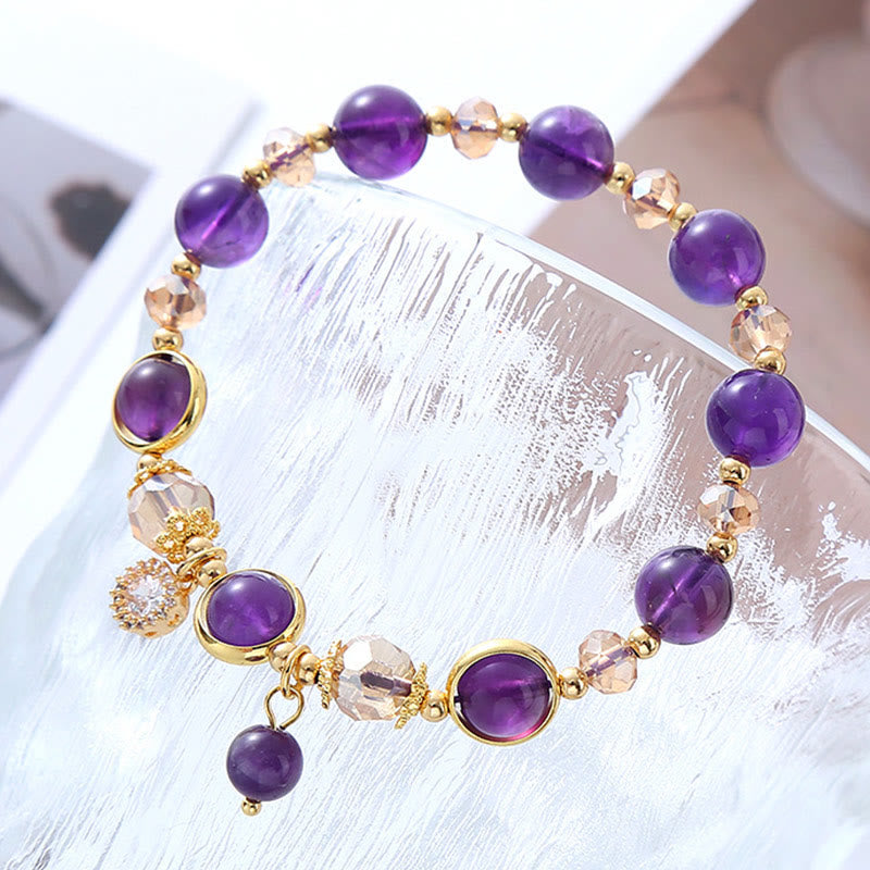 Wear FengShui Natural Amethyst Geometric Crystal Meditation Bracelet