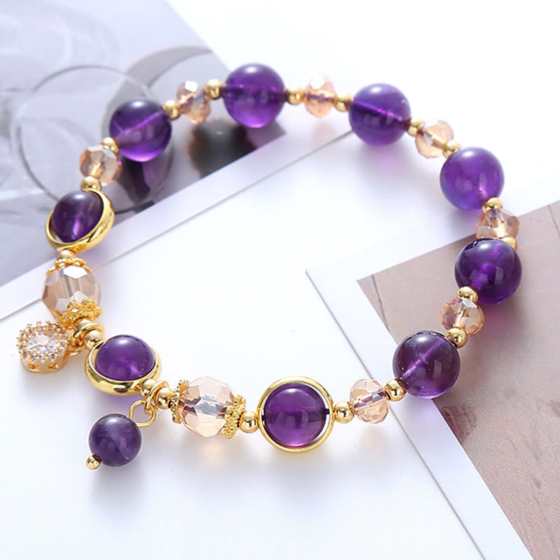 Wear FengShui Natural Amethyst Geometric Crystal Meditation Bracelet
